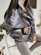 Kurtka zimowa holograficzna oversize