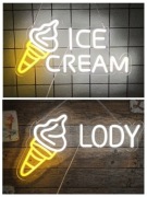 NEON LODY ICE CREAM LODZIARNIA LÓD SZYLD LED LAMPKA NEONOWA CUKIERNIA 