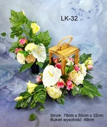 Kompozycje kwiatowe, bukiet + stroik na cmentarz, na grób, lampion 