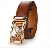 pasek męski brązowy skórzany ze skóry naturalnej z Automatyczną Klamrą