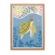 Plakat do pokoju dziecięcego, A4 (wymiary 21x29,7 cm) / żółw, ocean
