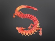 Smok drukowany 3D 40 cm pomarańczowo-żółty