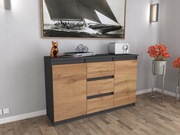 Komoda 120cm szafka z szufladami Antracyt Wotan Aga do salonu duza rtv