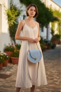 Stylowa torebka handmade – jasnoniebieska, pleciona, na ramię | unikat