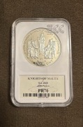 Jan Paweł II Zakon Maltański 10 lirów 2005 r grading PR 70 slab malta