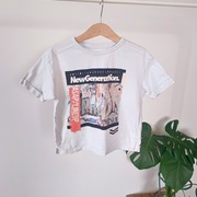 Bluzka krótki rękaw 110 Reserved z nadrukiem tshirt koszulka biała bawełnia