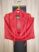 255 Czerwona bluzka top wiązany na szyi rozmiar S