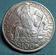 Moneta Czechosłowacja 100 Koron 1949 Jihlava Przywileje Górnicze srebro