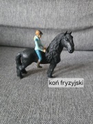 Zestaw unikatowego jezdzca + konia fryzyjskiego schleich