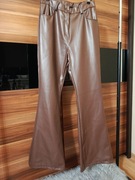 Spodnie dzwony eko skóra czekoladowe. Lekko ocieplane.