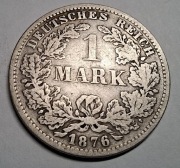 Moneta 1 Marka 1876 F Niemcy srebro 