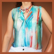 Bluzka damska na ramiączkach Reserved 38 M z dekoltem V niebieska