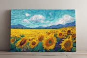 Obraz na płótnie 90x60 – słoneczniki, styl van Gogha, dekoracja salonu