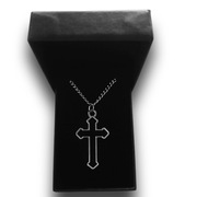 Łańcuszek srebrny 55 cm + krzyżyk stal chirurgiczna, pudełko
