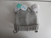 Zimowy komplet niemowlęcy szary czapka i komin 0-3m NOWY