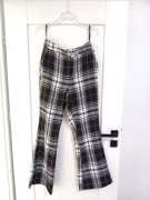 nowe czarne spodnie dzwony w krate kratke 36S materiałowe eleganckie