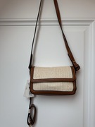 Torebka damska mała, pleciona, słomkowa, brązowa 
