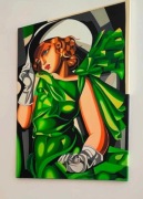 Tamara Łempicka inspiracja. Zielona sukienka  .Obraz olejny 80/60