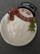 Świąteczny talerz bałwan miseczka nowa