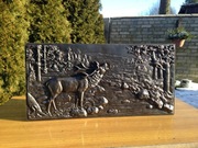 Relief ścienny, odlew żeliwny. Lesnictwo, myśliwstwo.