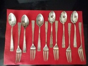 Stare sztućce posrebrzane Hefra łyżeczki deserowe i widelce