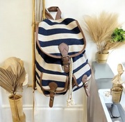 Plecak torebka Accessorize w paski marynarski wzór granatowo kremowy