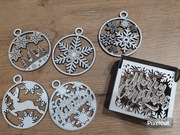 Drewniane bombki świąteczne + pudełko /Merry Christmas|dekoracje choinkowe