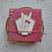 Kartka na roczek, ręcznie robiona, z króliczkiem