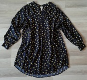 H&M bluzka z długim rękawem czarna w żółte kwiatki wiskoza 40 