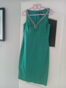 Sukienka zielona z krysztalkami i perełkami