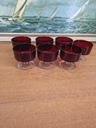 Komplet pucharków deserowych na nóżce Luminarc – rubinowe szkło, Francja