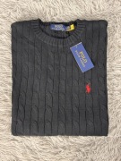 Polo Ralph Lauren sweter vintage cable knit czarny basic L unisex