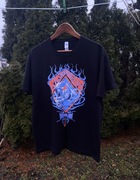 T-shirt bluzka czarna black print męska men bawełna cotton L