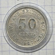 #3086 Malaje i Brytyjskie Borneo 50 centów 1957 KN rzadka 