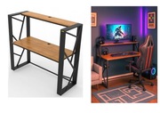 Biurko gamingowe dwa poziomy z blatami wzory boków