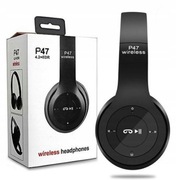 SŁUCHAWKI BEZPRZEWODOWE P47 - Czarne - Slot na kartę SD