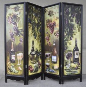 Parawan Czteroskrzydłowy Wino Owoce do Restauracji Winiarni na Płótnie