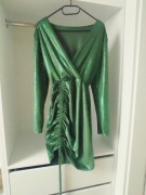 Błyszcząca butelkowa zielona sukienka Uni