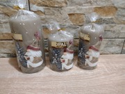 Świece bożonarodzeniowe Adpal zestaw pieńków ze skrzatem brązowe