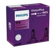 ŻARÓWKI PHILIPS H4 12V 60/55W P43t VISION PLUS +60% 2 SZTUKI ORYGINAŁ