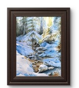 Akwarela "Zimowe pejzaże górskie"