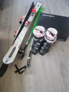 Narty, buty, kijki, kask, gogle