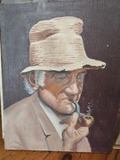 Obraz portret mężczyzna z fajka