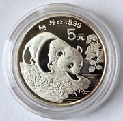 5 juanów 1994 " Panda", bulionowa, Ag999, Chiny