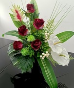 Wazon nagrobny biało czerwony 