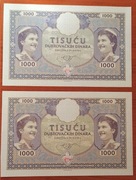 Para banknotów 1000 dinarów Dubrownik 2019