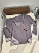 Garnitur zestaw spodnie plus kamizelka plus marynarka ciemnoszary grafitowe