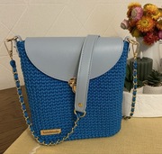 Handmade Turkusowa torebka z przędzy poliestrowej 