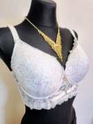 Elegancki stanik biustonosz koronkowy szeroki pas 4 haftki 90D