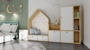 Meble modułowe ze sklejki, dziecięce, zabudowa poddasza, na wymiar